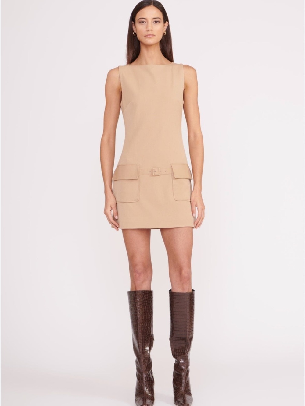 STAUD Sheila Mini Dress in Camel NWT